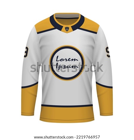 Realistic Ice Hockey away jersey Nashville, shirt template for sport uniform