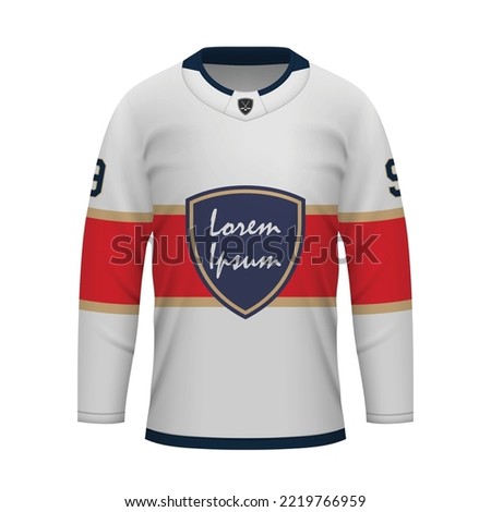 Realistic Ice Hockey away jersey Florida, shirt template for sport uniform