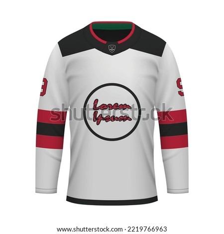 Realistic Ice Hockey away jersey New Jersey, shirt template for sport uniform
