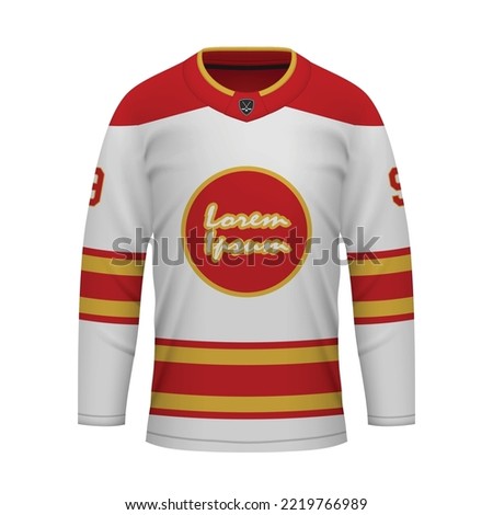 Realistic Ice Hockey away jersey Calgary, shirt template for sport uniform