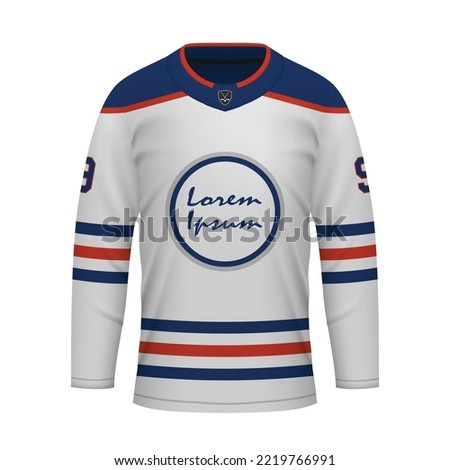 Realistic Ice Hockey away jersey Edmonton, shirt template for sport uniform
