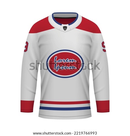 Realistic Ice Hockey away jersey Montreal, shirt template for sport uniform