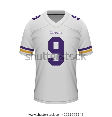 Realistic football away jersey Minnesota Vikings, shirt template for sport uniform