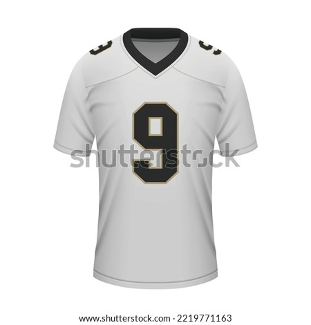 Realistic football away jersey New Orleans Saints, shirt template for sport uniform