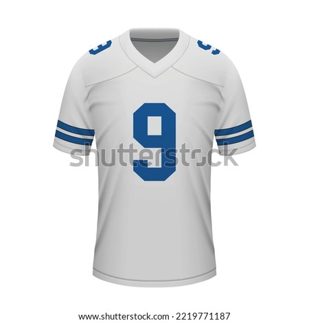 Realistic football away jersey Dallas, shirt template for sport uniform