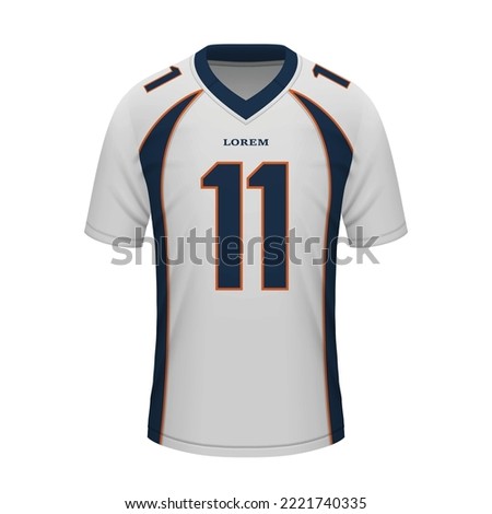 Realistic football away jersey Denver, shirt template for sport uniform