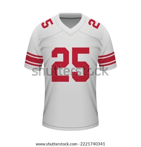 Realistic football away jersey New York Giants, shirt template for sport uniform