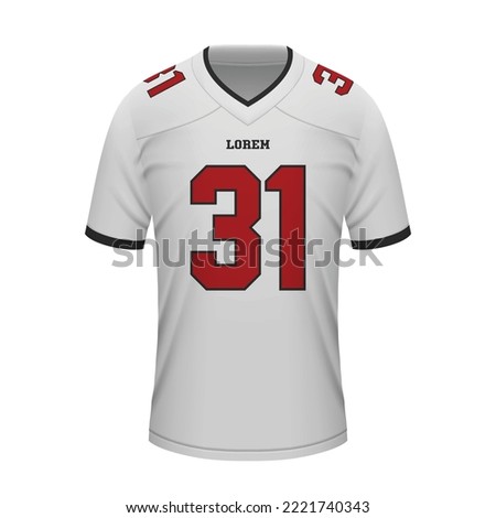 Realistic football away jersey Tampa Bay, shirt template for sport uniform