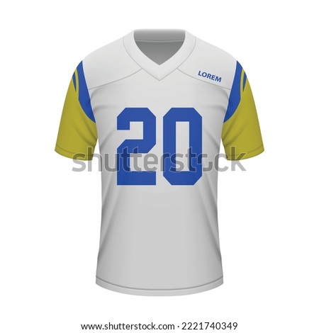 Realistic football away jersey Los Angeles Rams, shirt template for sport uniform