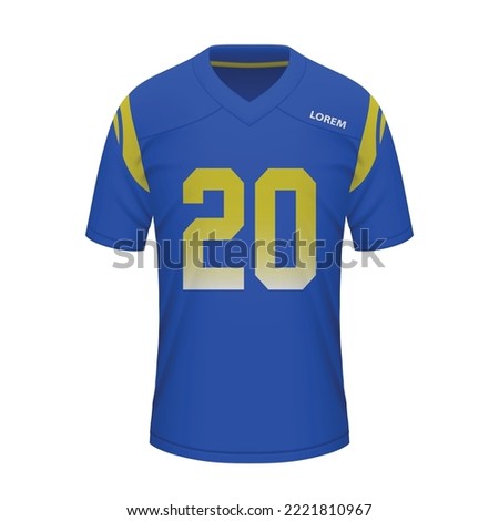 Realistic American football shirt of Los Angeles Rams, jersey template for sport uniform