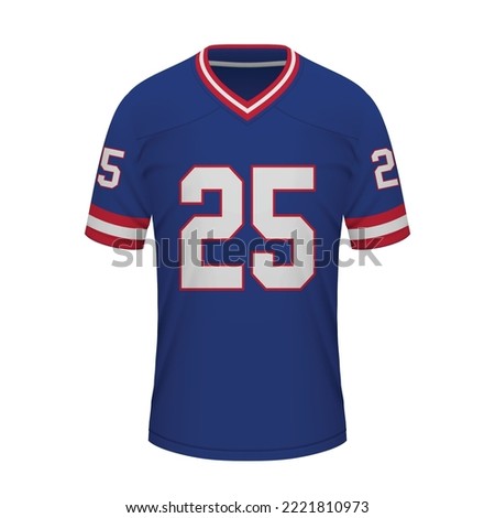 Realistic American football shirt of New York Giants, jersey template for sport uniform