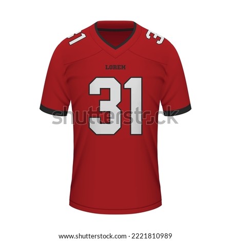 Realistic American football shirt of Tampa Bay, jersey template for sport uniform