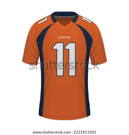Realistic American football shirt of Denver, jersey template for sport uniform