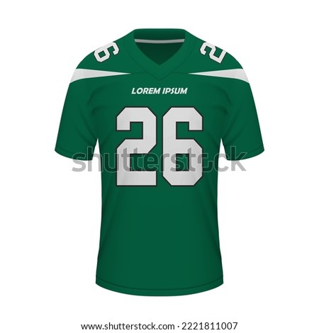 Realistic American football shirt of New York Jets, jersey template for sport uniform