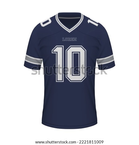 Realistic American football shirt of Dallas, jersey template for sport uniform