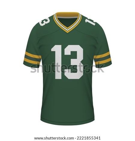Realistic American football shirt of Green Bay, jersey template for sport uniform