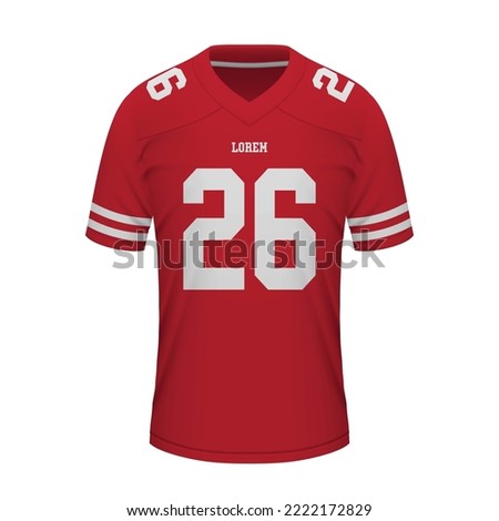Realistic American football shirt of San Francisco, jersey template for sport uniform