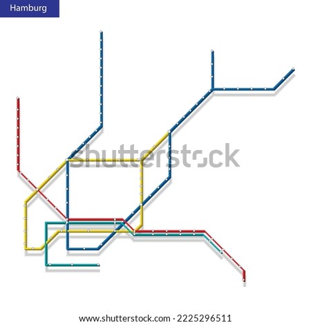 3d isometric Map of the Hamburg metro subway. Template of city transportation scheme for underground road