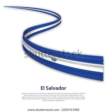 Waving ribbon or banner with flag of El Salvador. Template for independence day poster design