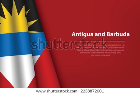 Wave flag of Antigua and Barbuda with copyspace background. Banner or ribbon vector template for independence day
