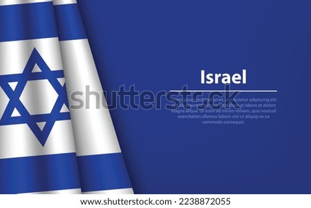 Wave flag of Israel with copyspace background. Banner or ribbon vector template for independence day