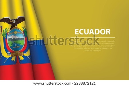 Wave flag of Ecuador with copyspace background. Banner or ribbon vector template for independence day