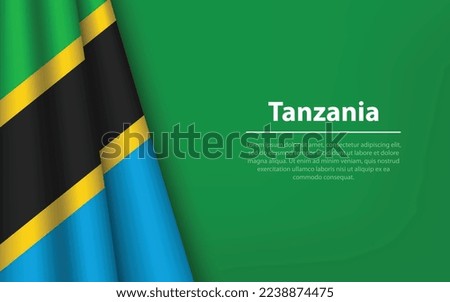 Wave flag of Tanzania with copyspace background. Banner or ribbon vector template for independence day