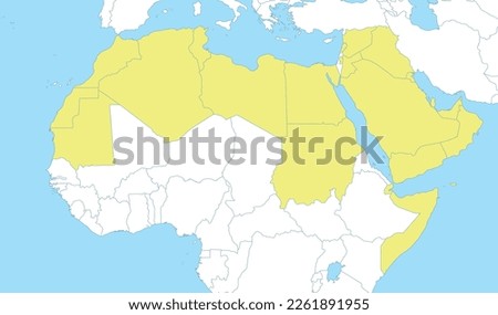 Political color map of Arab World with borders of the states