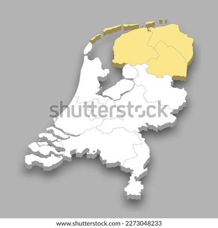 North region location within Netherlands 3d isometric map