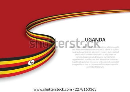 Wave flag of Uganda with copyspace background. Banner or ribbon vector template