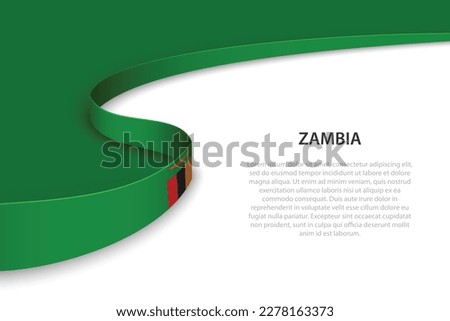 Wave flag of Zambia with copyspace background. Banner or ribbon vector template