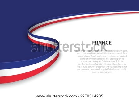 Wave flag of France with copyspace background. Banner or ribbon vector template