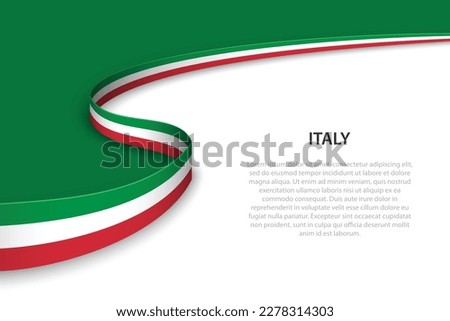 Wave flag of Italy with copyspace background. Banner or ribbon vector template