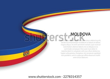 Wave flag of Moldova with copyspace background. Banner or ribbon vector template