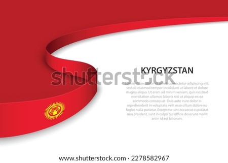 Wave flag of Kyrgyzstan with copyspace background. Banner or ribbon vector template