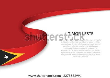 Wave flag of Timor-Leste with copyspace background. Banner or ribbon vector template