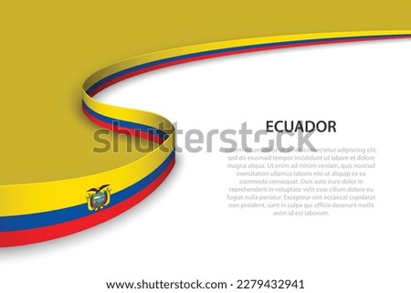 Wave flag of Ecuador with copyspace background. Banner or ribbon vector template