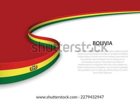 Wave flag of Bolivia with copyspace background. Banner or ribbon vector template