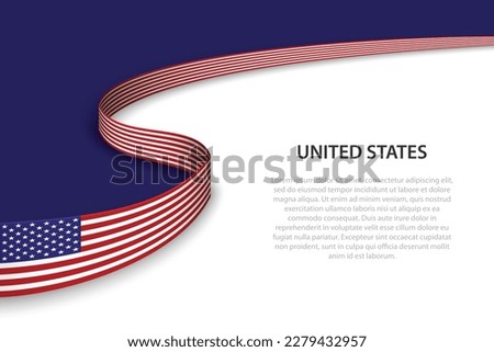 Wave flag of United States with copyspace background. Banner or ribbon vector template
