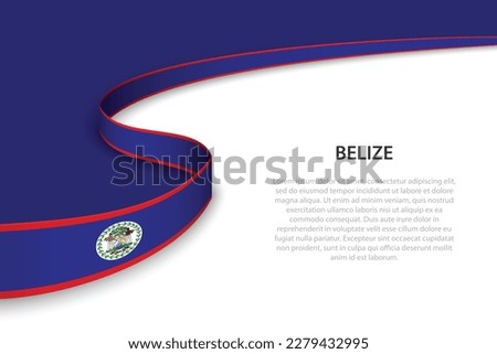 Wave flag of Belize with copyspace background. Banner or ribbon vector template