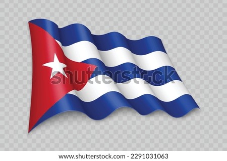 3D Realistic waving Flag of Cuba on transparent background