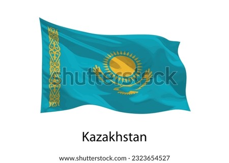 3d realistic Waving flag of Kazakhstan Isolated. Template for iposter design