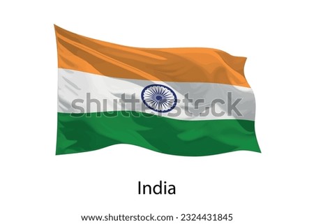 3d realistic Waving flag of India Isolated. Template for poster design