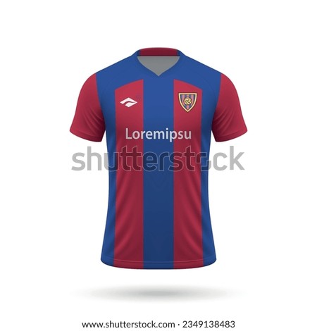 3d realistic soccer jersey in Barcelona style, shirt template for football kit 2023