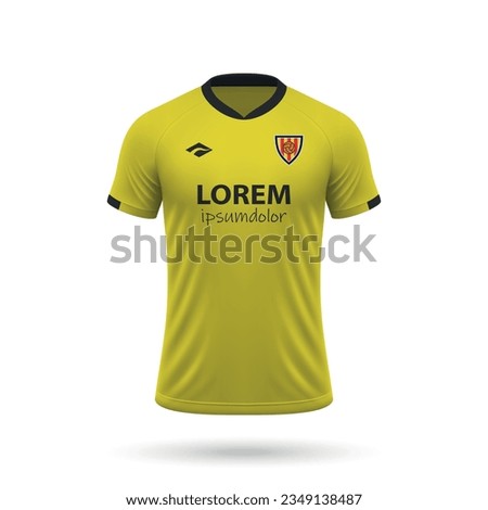 3d realistic soccer jersey in Villarreal style, shirt template for football kit 2023