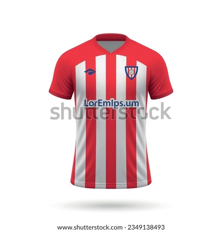 3d realistic soccer jersey in Atletico style, shirt template for football kit 2023