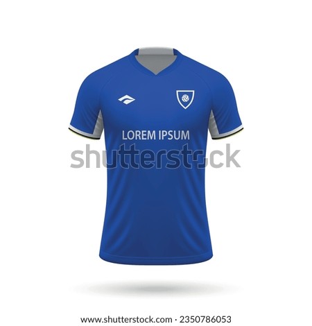 3d realistic soccer jersey in Chelsea style, shirt template for football kit 2023