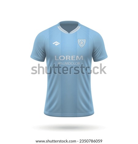 3d realistic soccer jersey in Manchester City style, shirt template for football kit 2023