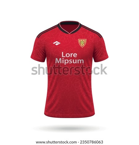 3d realistic soccer jersey in Manchester United style, shirt template for football kit 2023