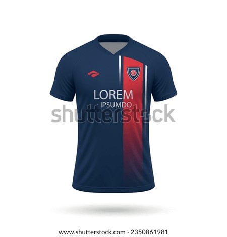 3d realistic soccer jersey in PSG style, shirt template for football kit 2023